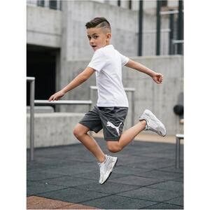 PUMA Boys Grey Athletic Shorts with Logo
